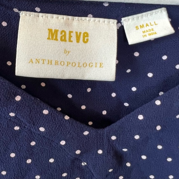 Maeve by Anthropologie long sleeve top women S blue business casual‎ polka dot - Picture 3 of 7
